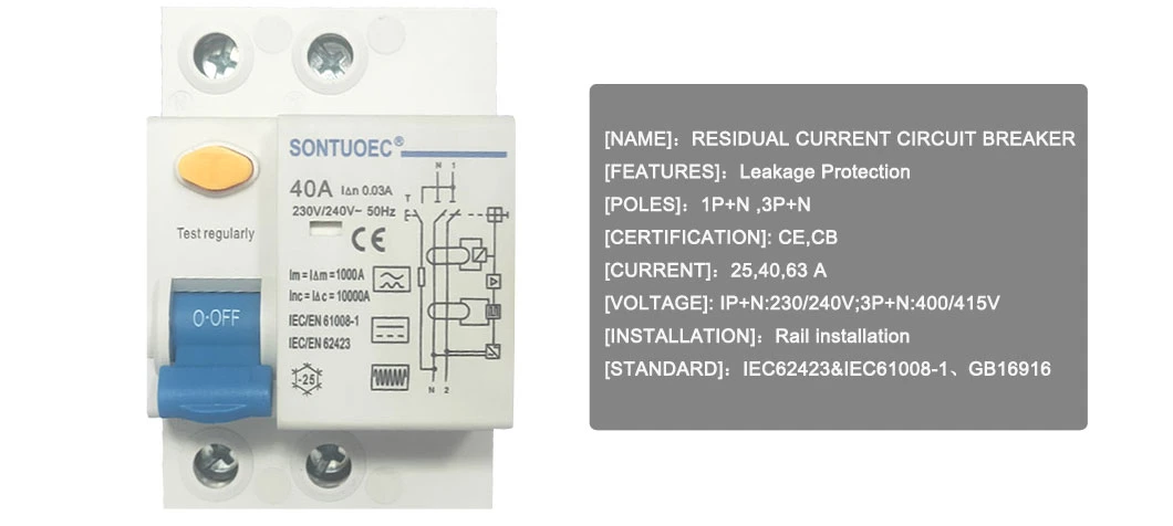 RCCB B Model 2p 4p Residual Current Circuit Breaker with CE/CB Approvals