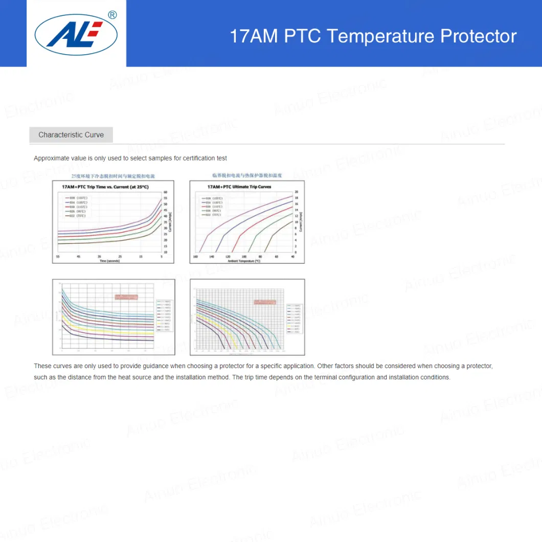 Motor Thermal Protector with PTC/Temperature Control with PTC 40&ordm; C--180&ordm; C